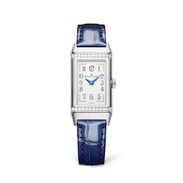Jaeger-LeCoultre Reverso One Women's Diamond & Blue Alligator Leather Strap Watch