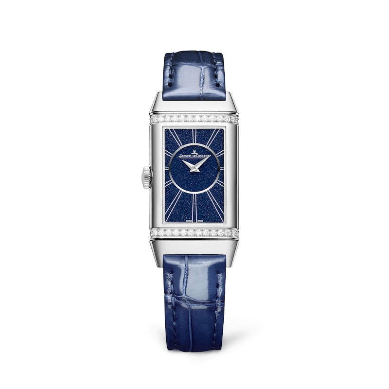 Jaeger-LeCoultre Reverso One Ladies' Diamond & Blue Alligator Leather Strap Watch