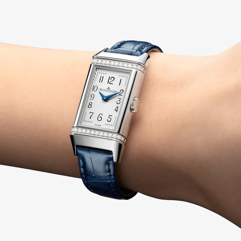 Jaeger-LeCoultre Reverso One Ladies' Diamond & Blue Alligator Leather Strap Watch