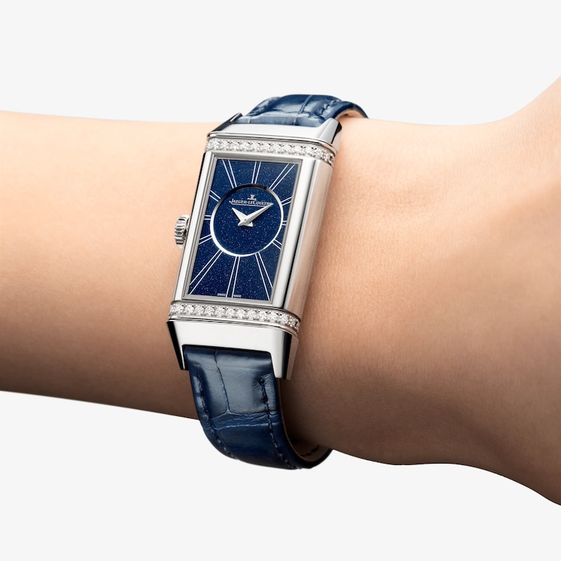Jaeger-LeCoultre Reverso One Ladies' Diamond & Blue Alligator Leather Strap Watch