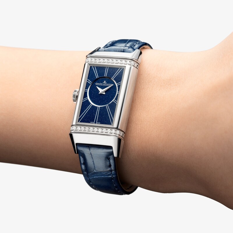 Jaeger-LeCoultre Reverso One Ladies' Diamond & Blue Alligator Leather Strap Watch