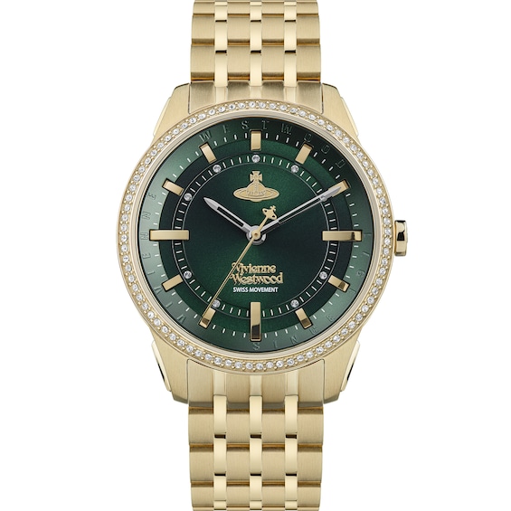 Vivienne Westwood Eastend Ladies Crystal Green Dial and Gold