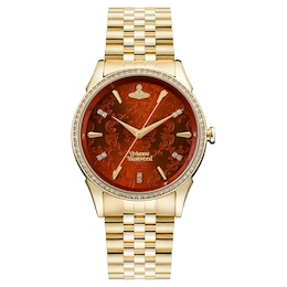 Vivienne Westwood Wallace Ladies' Orange Dial & Gold-Tone Bracelet Watch