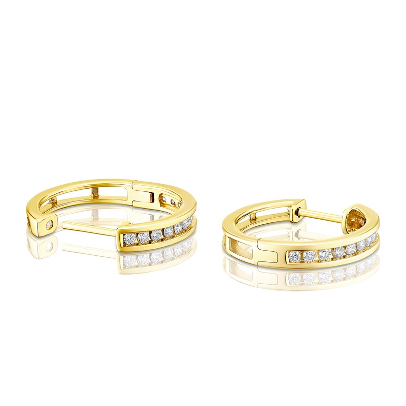 9ct Yellow Gold 0.25ct Diamond Channel Set Hoop Earrings