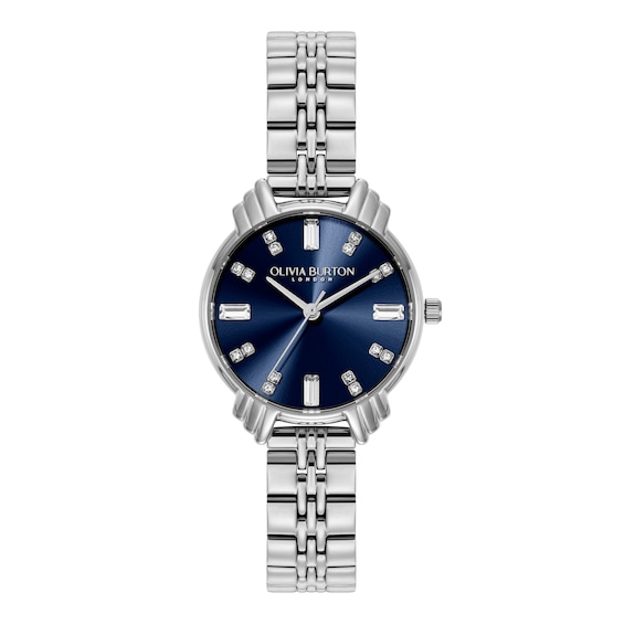 Women's Olivia Burton Art Deco Blue Dial & Stainless Steel Bracelet Watch