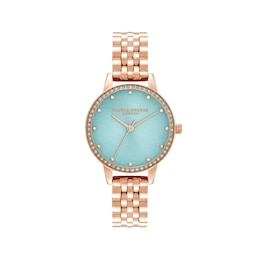 Olivia Burton Green Dial & Rose Gold-Tone Bracelet Watch