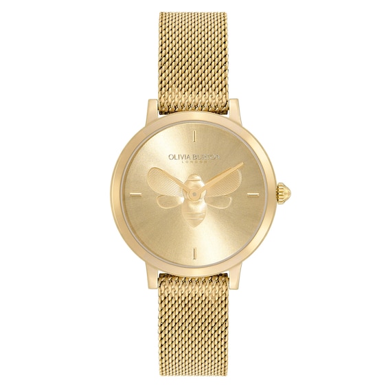 Olivia Burton Bee Ultra Slim Gold-Tone Mesh Bracelet Watch