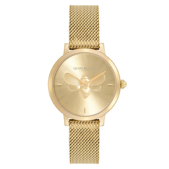 Women's Olivia Burton Signature Bee Ultra Slim Gold Tone Mesh Bracelet Watch