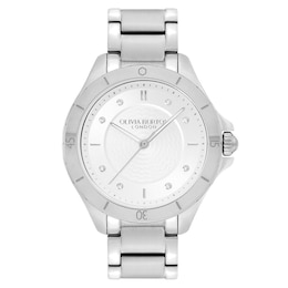 Olivia Burton Guilloche Ladies' White Dial & Stainless Steel Watch