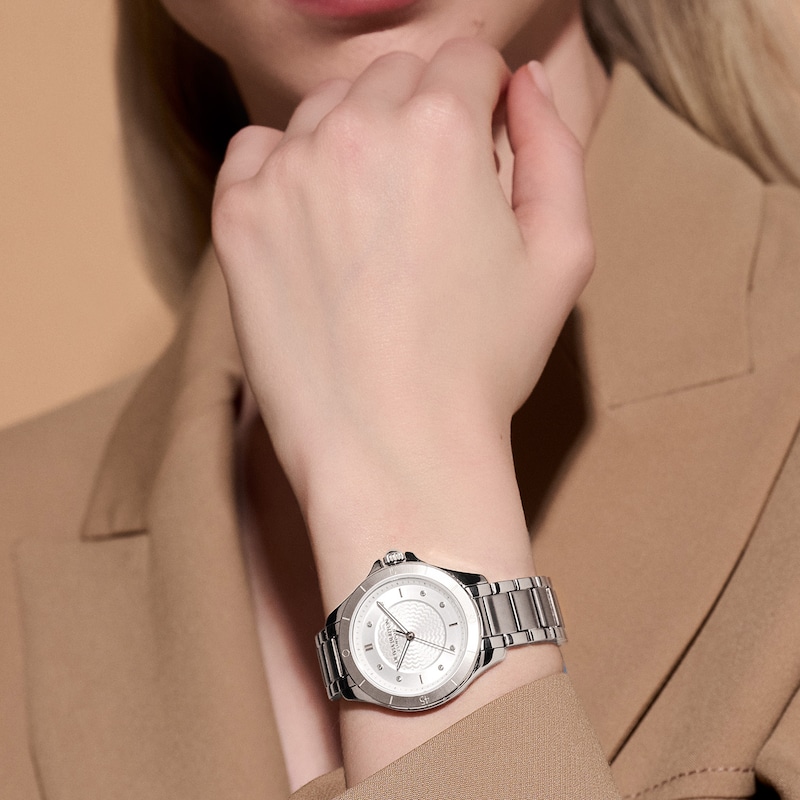 Main Image 4 of Olivia Burton Sports Luxe Guilloche Ladies' White Dial & Stainless Steel Watch
