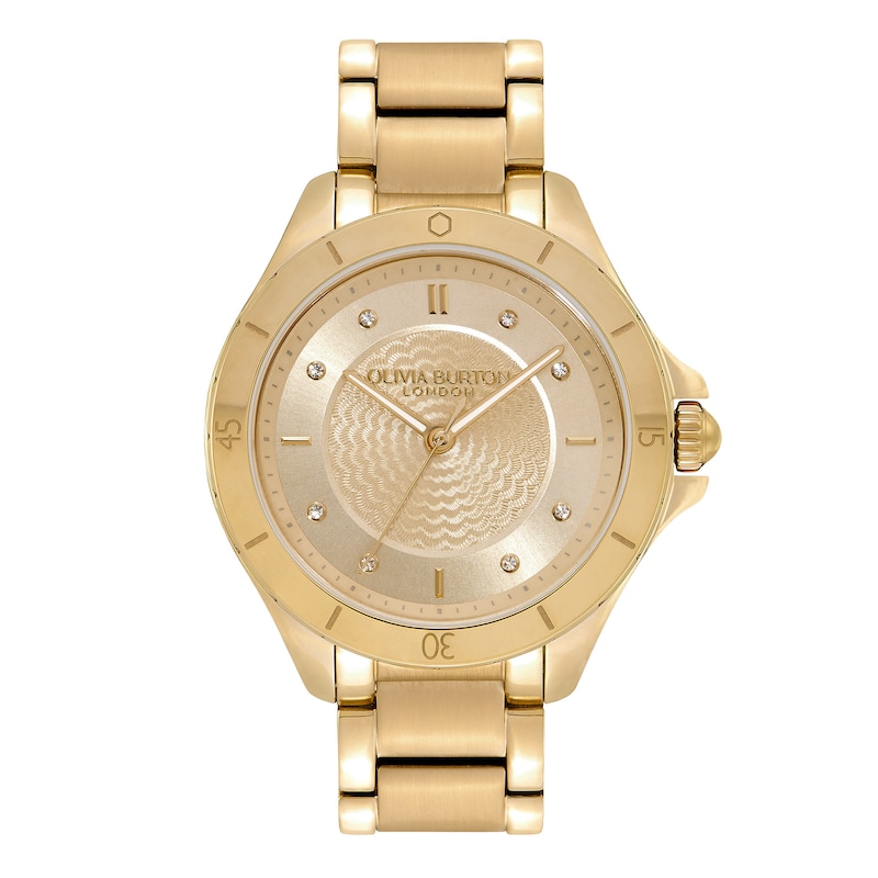 Olivia Burton Sports Luxe Guilloche Ladies' Champagne Dial & Gold-Tone Watch