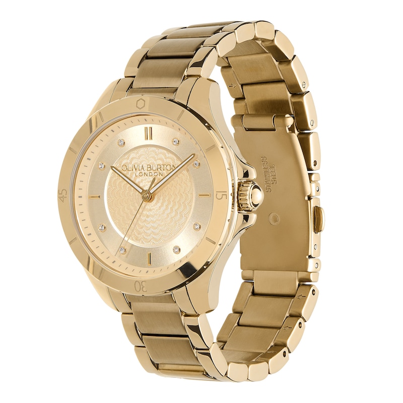 Olivia Burton Sports Luxe Guilloche Ladies' Champagne Dial & Gold-Tone Watch