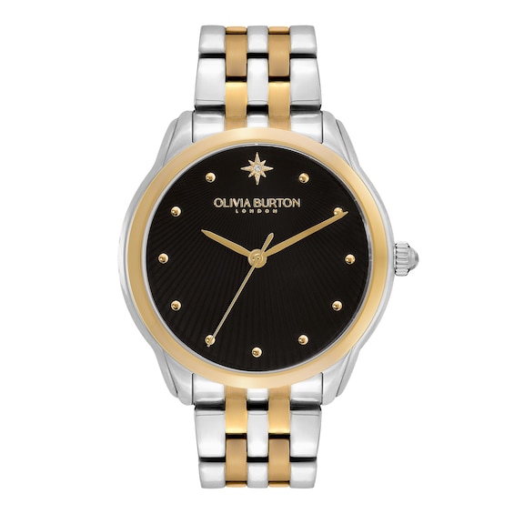 Women's Olivia Burton Starlight Black Dial & Two Tone Bracelet Watch