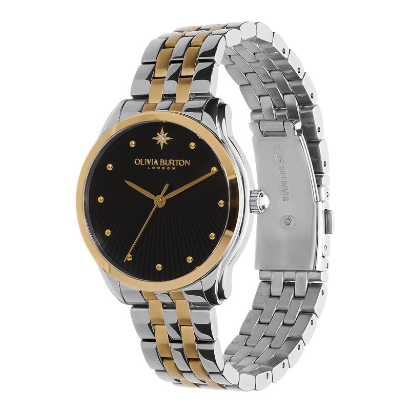 Olivia Burton Starlight Black Dial & Two-Tone Bracelet Watch