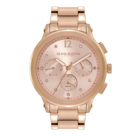 Women's Olivia Burton Sports Luxe Guilloche Pink Dial & Carnation Gold Tone Watch
