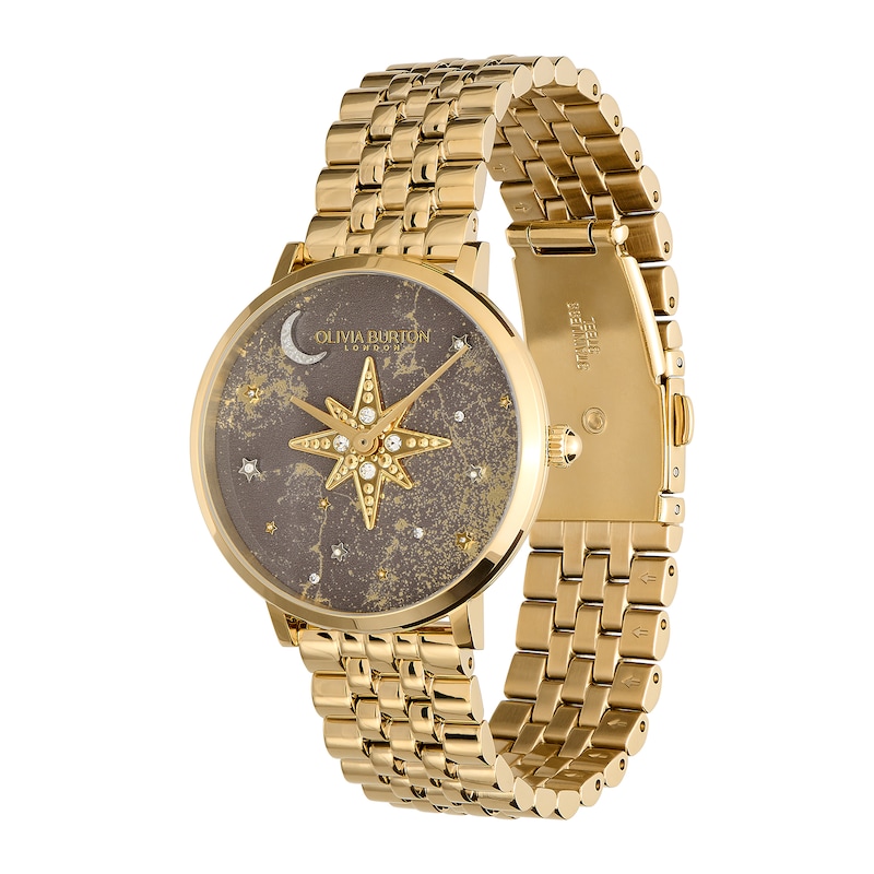 Olivia Burton Celestial Nova Taupe Star Dial & Gold-Tone Bracelet Watch