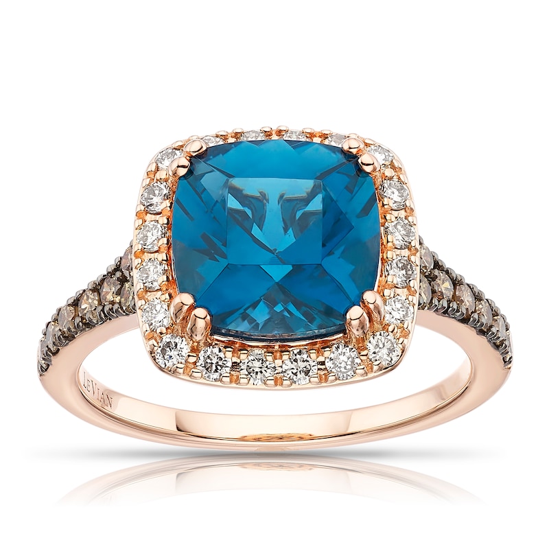 Le Vian 14ct Rose Gold Blue Topaz & 0.45ct Diamond Ring