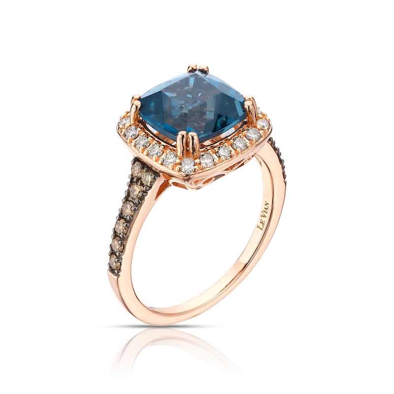 Le Vian 14ct Rose Gold Blue Topaz & 0.45ct Diamond Ring