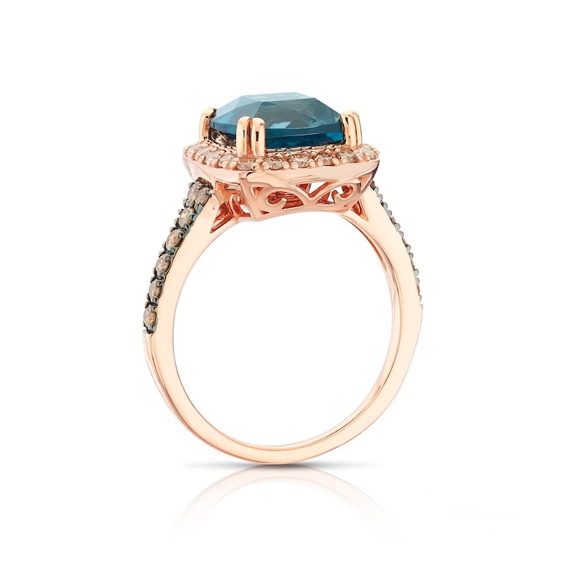 Le Vian 14ct Rose Gold Blue Topaz & 0.45ct Diamond Ring