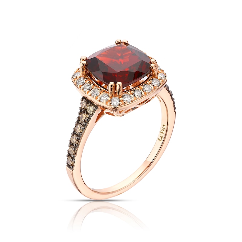 Le Vian 14ct Rose Gold 0.45ct Diamond & Garnet Cushion Ring