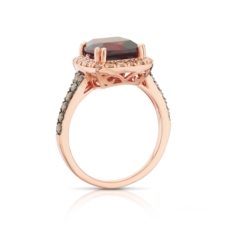 Le Vian 14ct Rose Gold 0.45ct Diamond & Garnet Cushion Ring