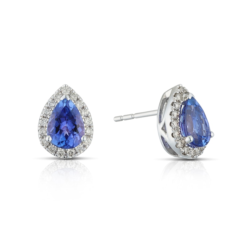 Le Vian 14ct White Gold 0.23ct Nude Diamonds & Blue Tanzanite Pear Shape Stud Earrings