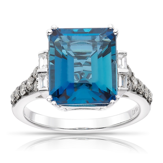 Le Vian Chocolatier 14ct White Gold 0.45ct Diamond & Deep Sea Blue Topaz Ring