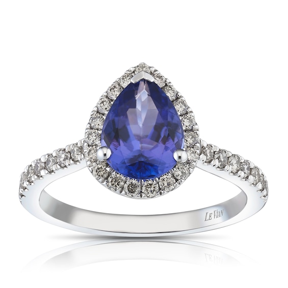 Le Vian 14ct White Gold 0.29ct Nude Diamond and Blue Tanzanite Pear Shape Ring