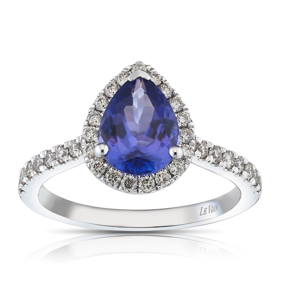 Le Vian 14ct White Gold 0.29ct Nude Diamond & Blue Tanzanite Pear Shape Ring