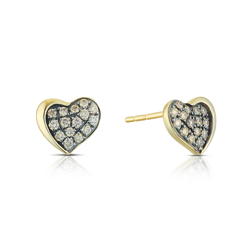 Godiva x Le Vian 14ct Yellow Gold & 0.23ct Diamond Heart Stud Earrings