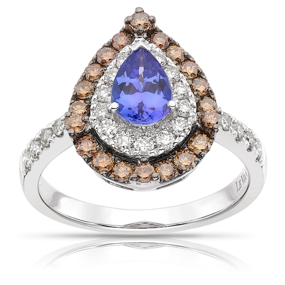 Le Vian 14ct White Gold 0.80ct Diamond & Tanzanite Pear Shape Ring