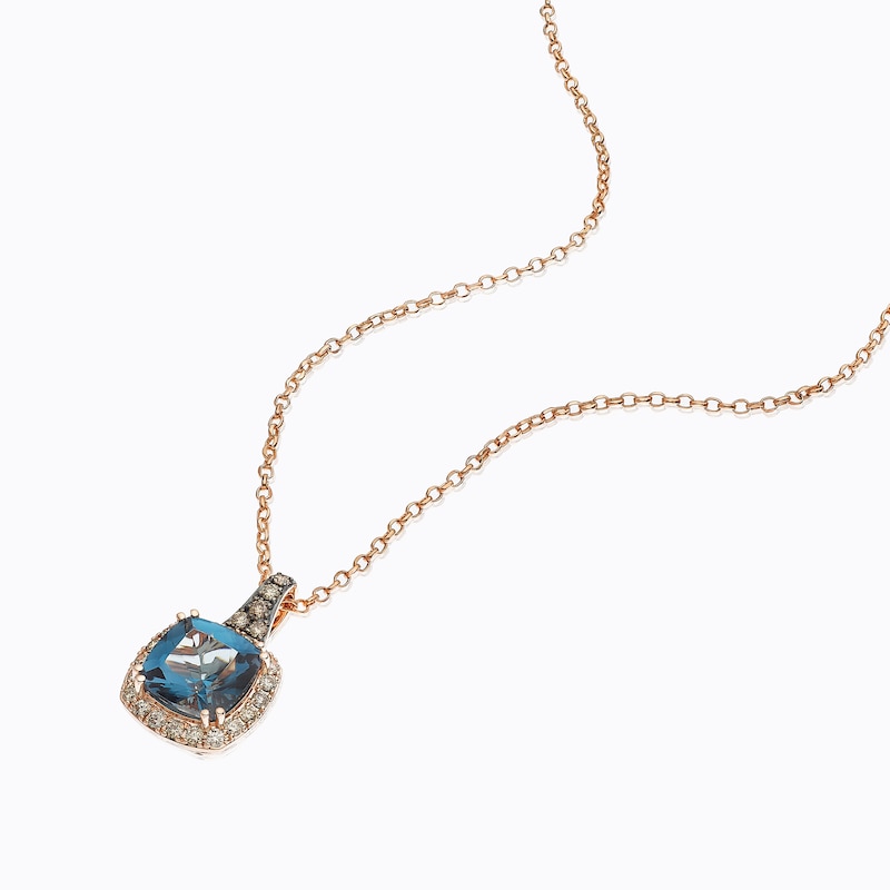 Le Vian 14ct Rose Gold Blue Topaz & 0.29ct Diamond Pendant Necklace