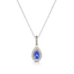 Le Vian 14ct White Gold 0.29ct Nude Diamond & Blue Tanzanite Pear Shape Pendant Necklace