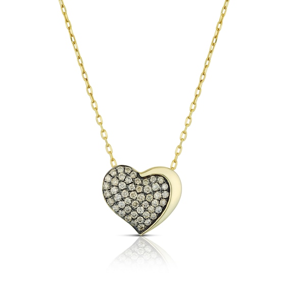 Godiva x Le Vian 14ct Yellow Gold & 0.37ct Diamond Heart Pendant Necklace