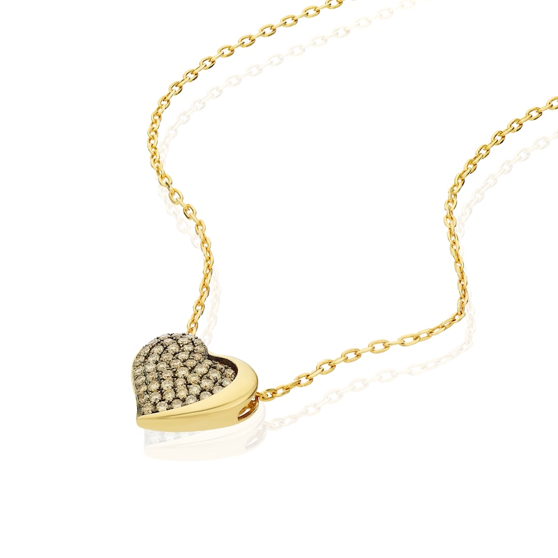 Godiva x Le Vian 14ct Yellow Gold & 0.37ct Diamond Heart Pendant Necklace