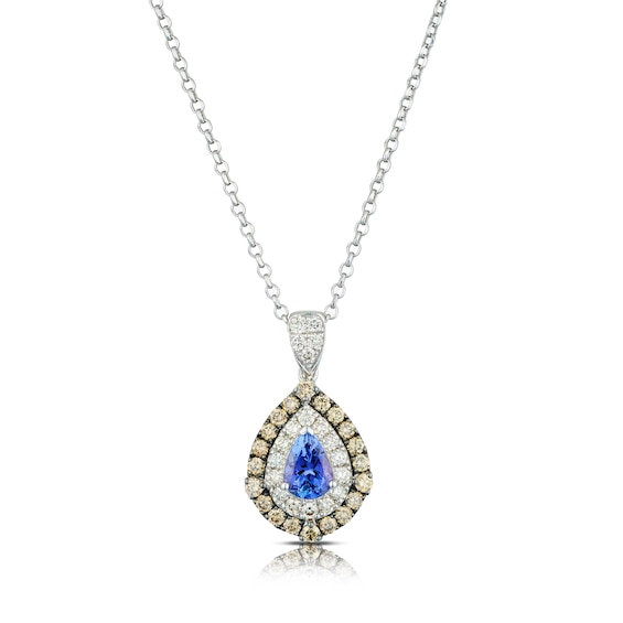 Le Vian 14ct White Gold 0.8ct Diamond and Tanzanite Pendant Necklace