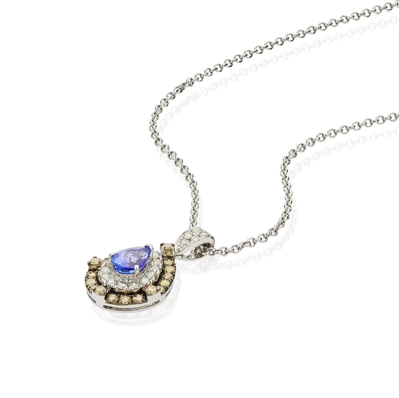 Le Vian 14ct White Gold 0.8ct Diamond & Tanzanite Pendant Necklace