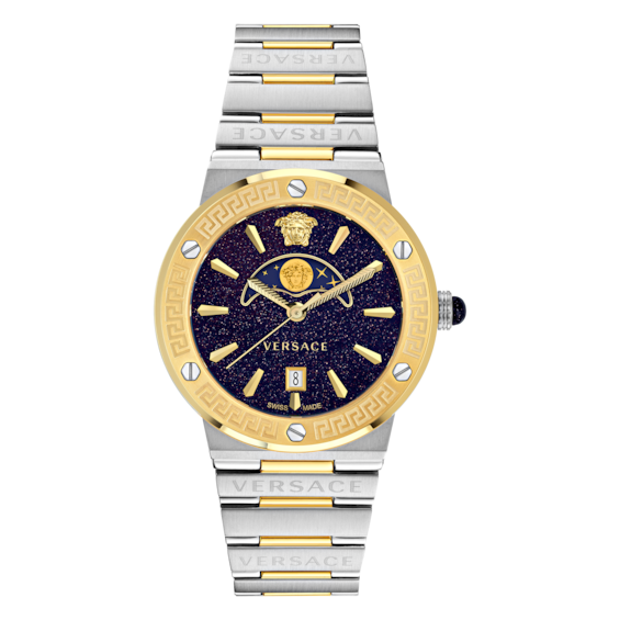 Unisex Versace Greca Moon Phase Dial & Two Tone Bracelet Watch