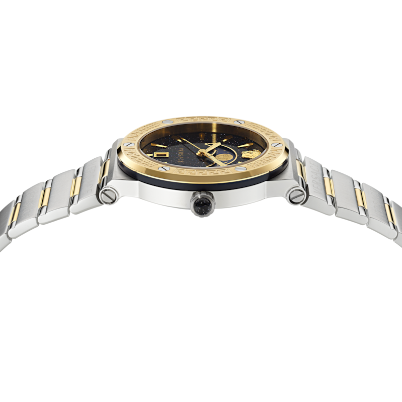 Versace Greca Moon Phase Dial & Two-Tone Bracelet Watch