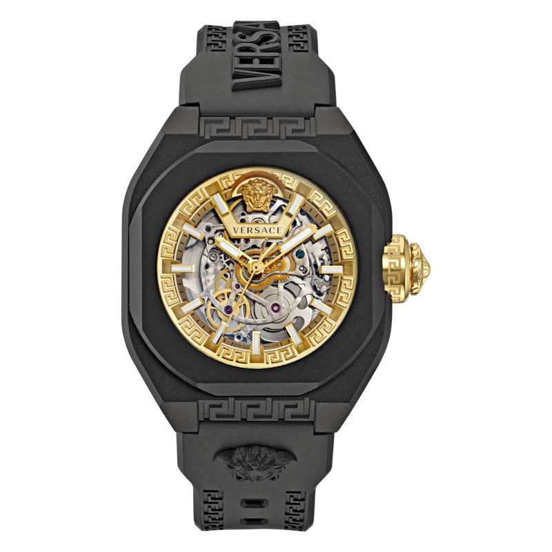 Versace V-Legend Skeleton Dial & Rubber Strap Watch