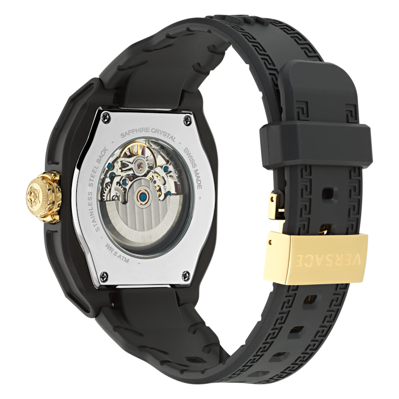 Versace V-Legend Skeleton Dial & Rubber Strap Watch