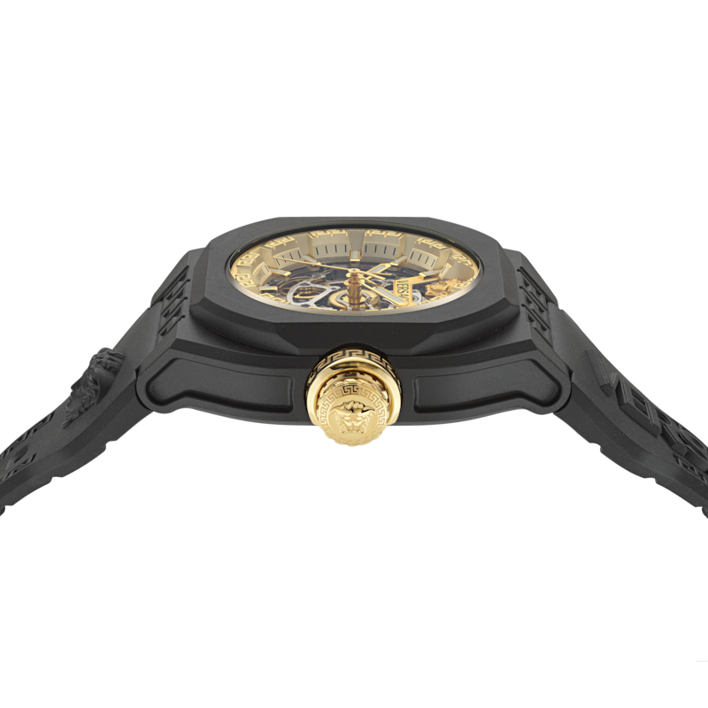 Versace V-Legend Skeleton Dial & Rubber Strap Watch