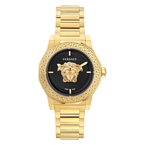 Unisex Versace Medusa Deco Black Dial & Gold Tone Bracelet Watch