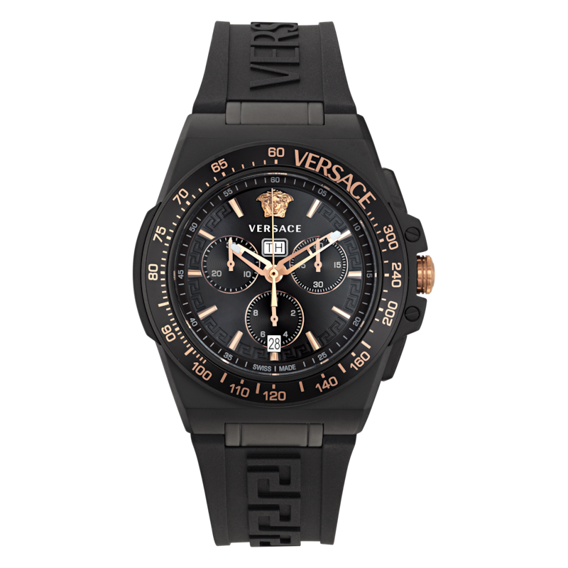 Main Image 1 of Versace Greca Black Dial & Silicon Strap Watch