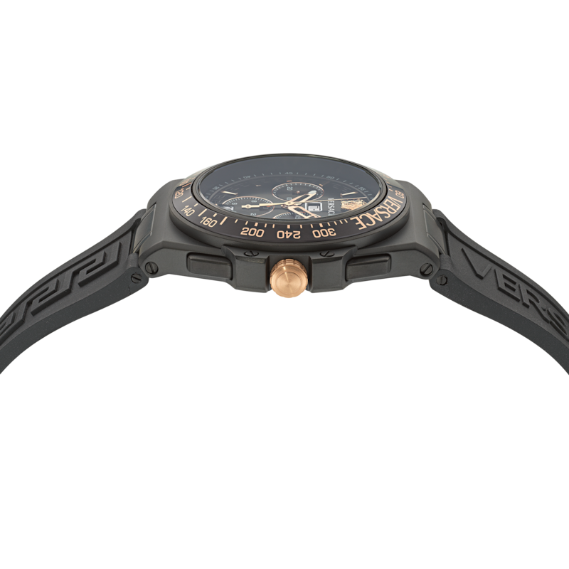 Main Image 3 of Versace Greca Black Dial & Silicon Strap Watch