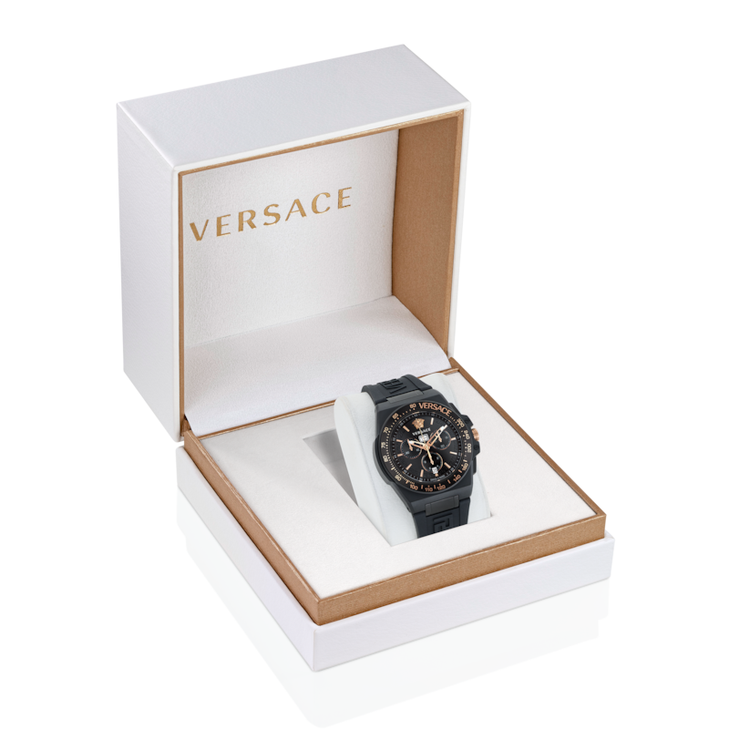 Main Image 4 of Versace Greca Black Dial & Silicon Strap Watch