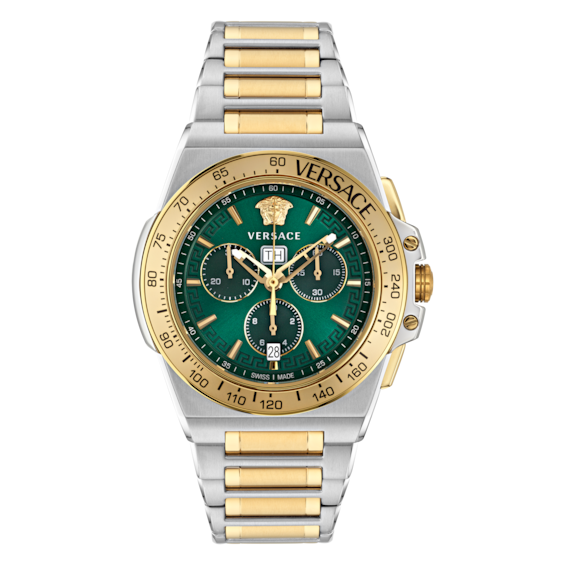 Men's Versace Greca Green Dial & Two Tone Bracelet Watch