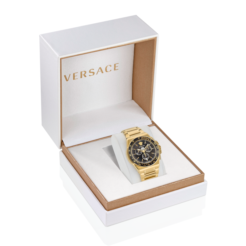 Versace Greca Black Dial & Gold-Tone Bracelet Watch