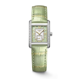 Longines Mini DolceVita Ladies' Diamond & Green Alligator Leather Strap Watch