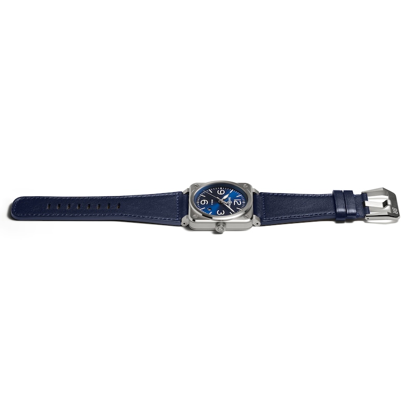 Bell & Ross BR 03 Steel & Blue Leather Strap Watch